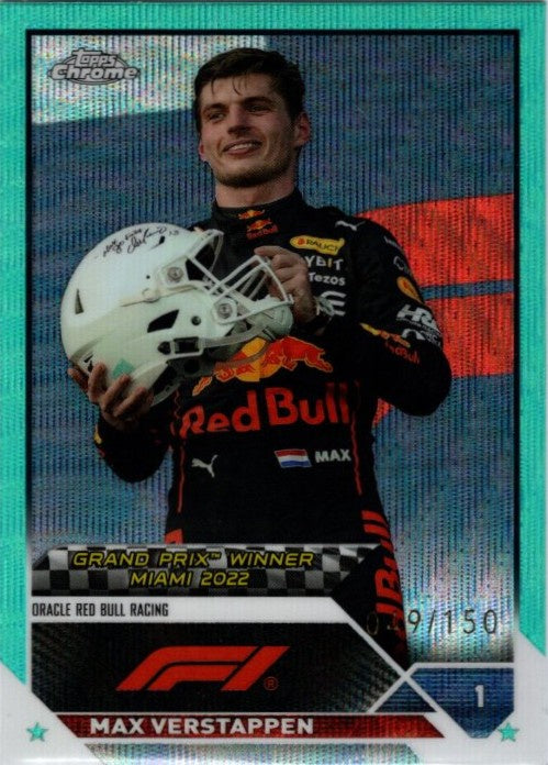 Max Verstappen, #148, Aqua Wave Refractor, 2023 Topps Chrome Formula 1 Racing