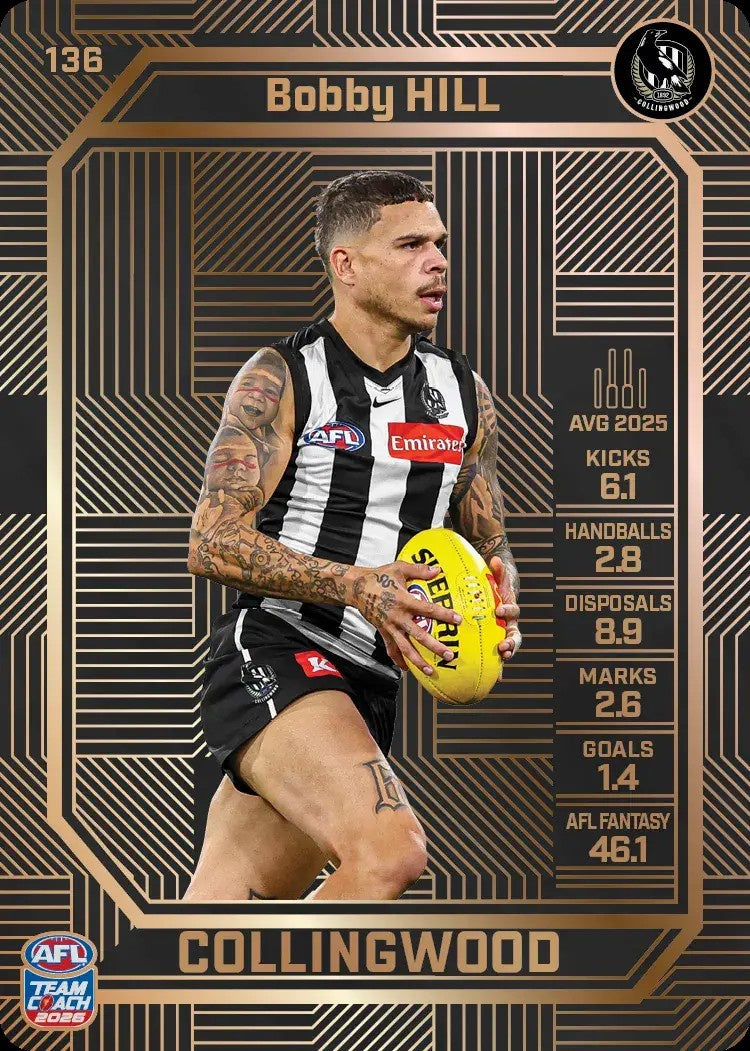 Bobby Hill, #136, Bronze, 2026 Teamcoach AFL