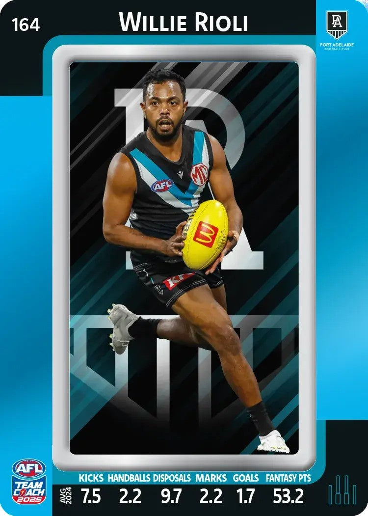 Willie Rioli, #164, Blue Parallel, 2025 Teamcoach AFL