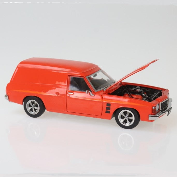 Mandarin Red 1975 Holden HJ Sandman Panelvan, 1:24 Scale Diecast Car