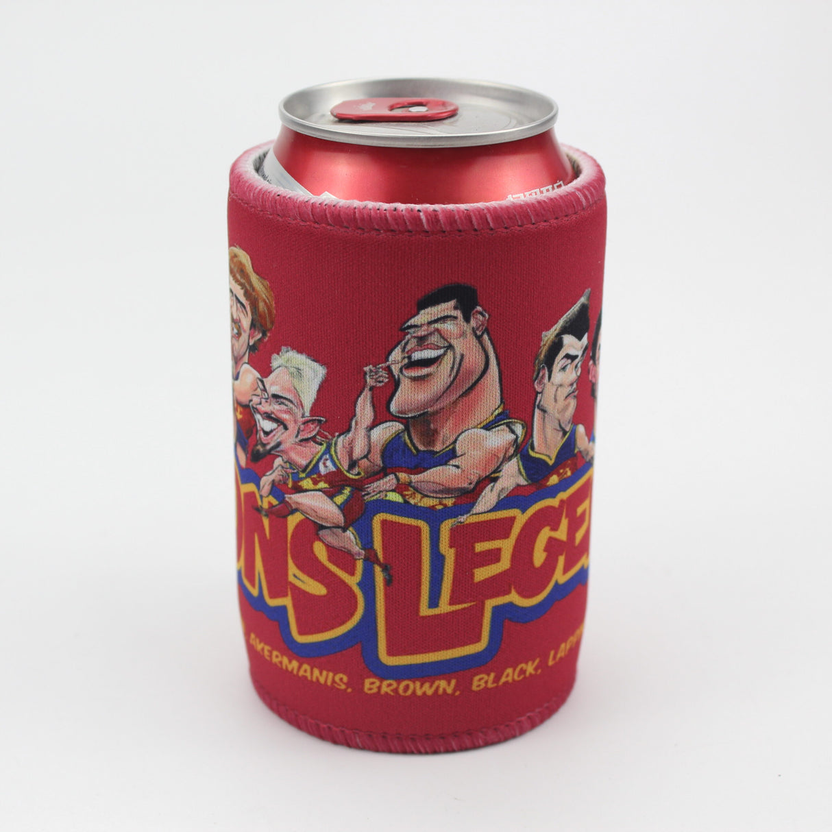 Fitzroy & Brisbane Lions Player Legends Caricature Stubby Holders. Art by HarvTime.