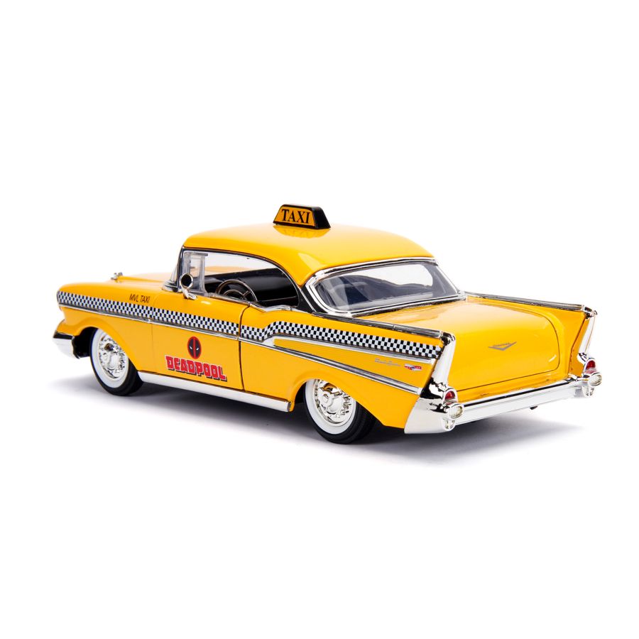 Deadpool (Comics) - 1957 Chevy Bel Air Taxi Hollywood Ride 1:24 Scale Diecast Vehicle with Deadpool