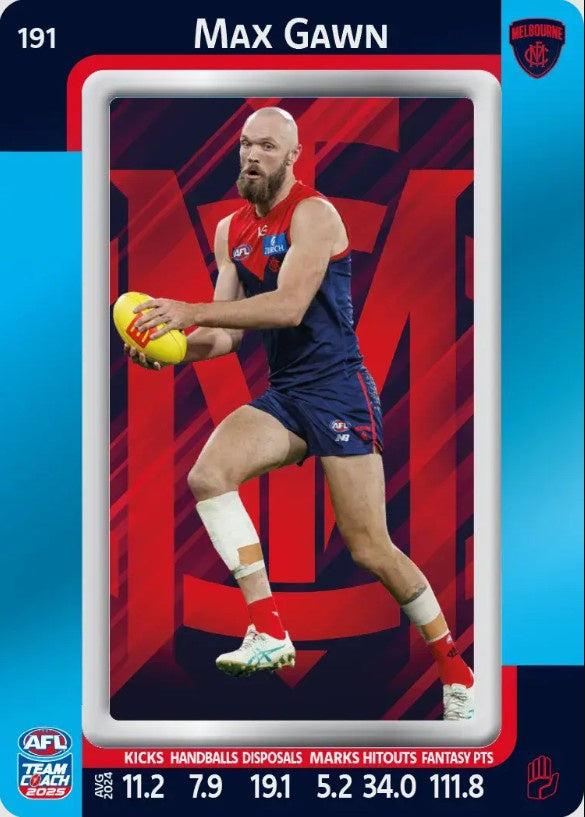 Max Gawn, #191, Blue Parallel, 2025 Teamcoach AFL