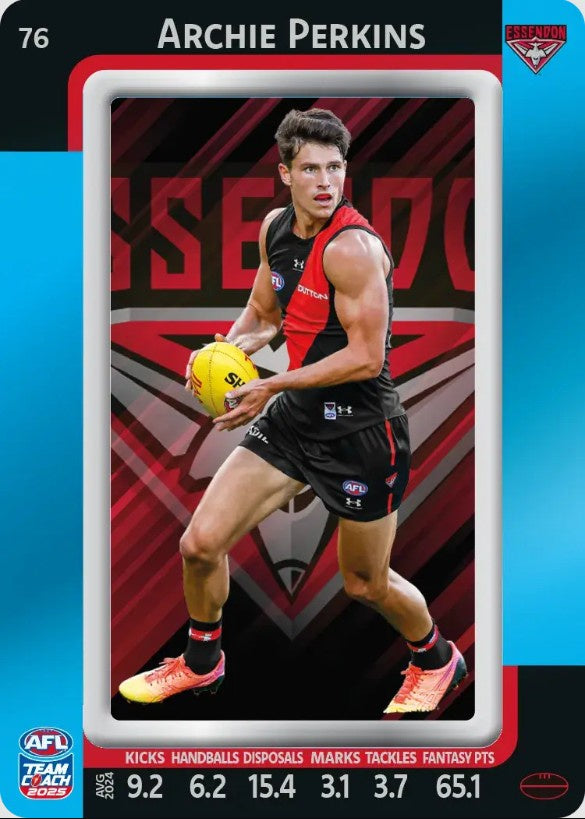 Archie Perkins, #76, Blue Parallel, 2025 Teamcoach AFL