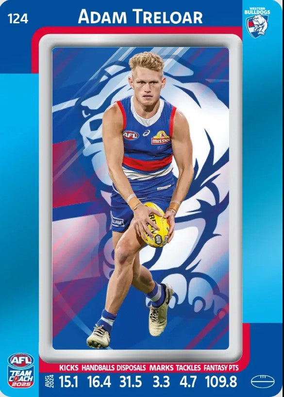 Adam Treloar, #124, Blue Parallel, 2025 Teamcoach AFL