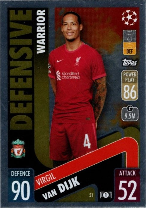 Virgil van Dijk, Defensive Warrior, 2021-22 Topps Match Attax UEFA Champions & Europa League
