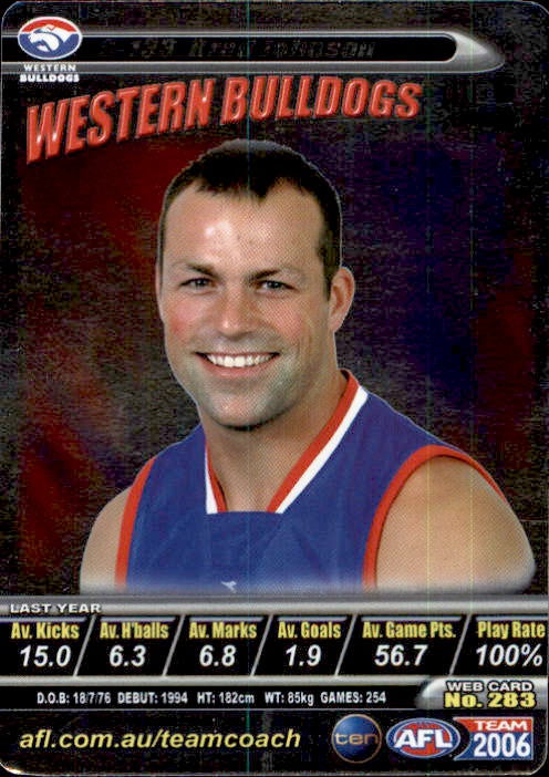 Brad Johnson, Silver, 2006 Teamcoach AFL