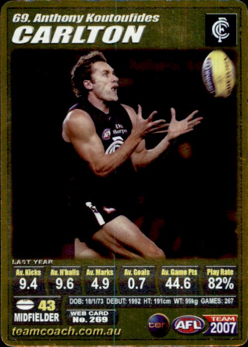 Anthony Koutoufides, Gold, 2007 Teamcoach AFL