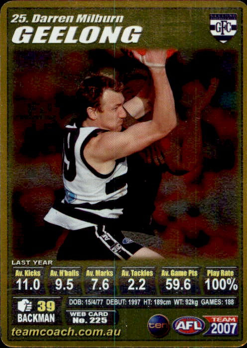 Darren Milburn, Gold, 2007 Teamcoach AFL