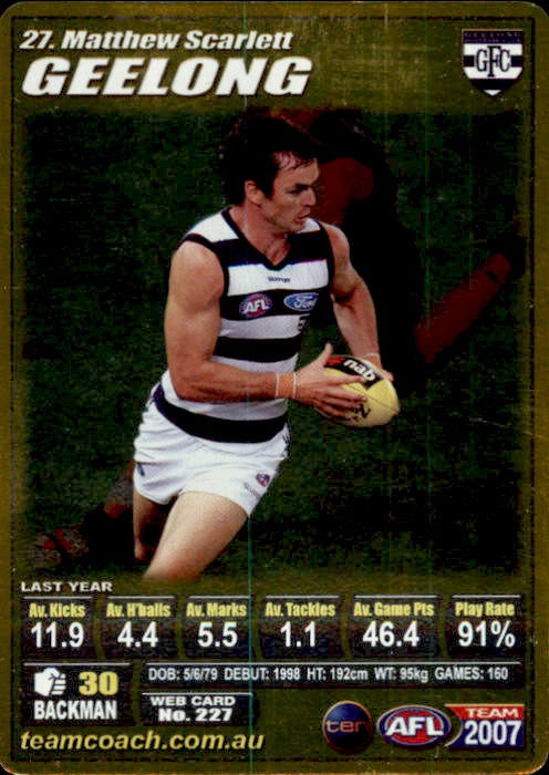 Matthew Scarlett, Gold, 2007 Teamcoach AFL