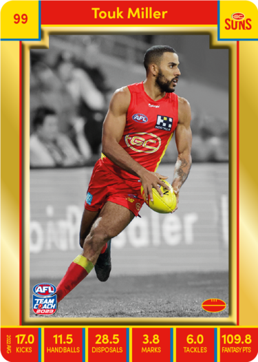 Touk Miller, 99, Gold Parallel, 2023 Teamcoach AFL