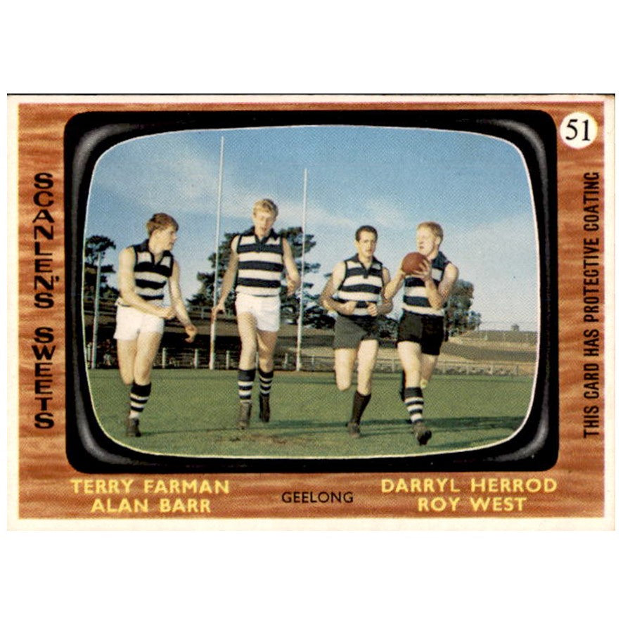 T Farmer, Barr, Herrod, West, 1967 Scanlens VFL