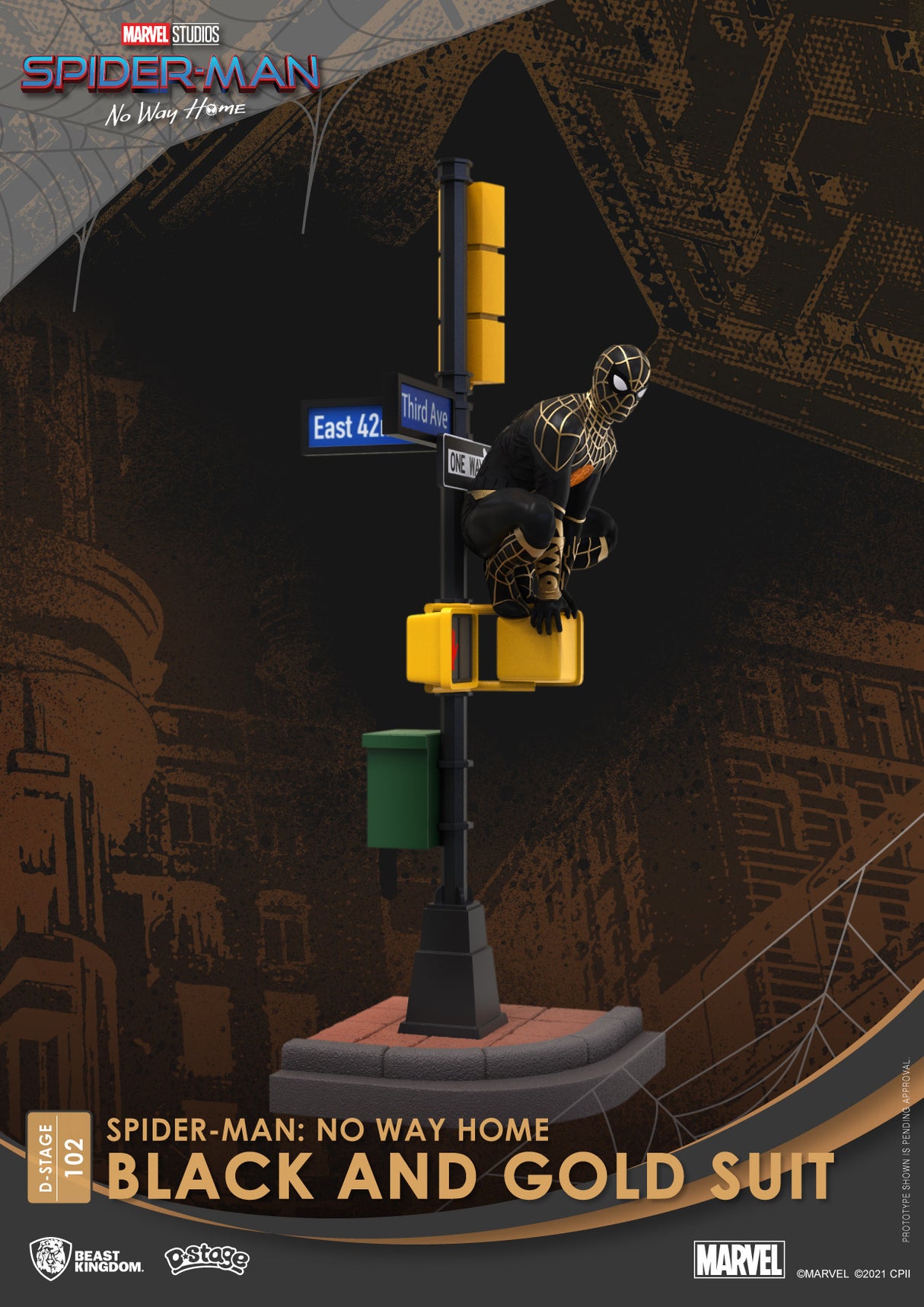 Beast Kingdom D Stage Spiderman No Way From Home Spiderman Black and Gold Suit