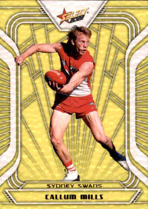 Callum Mills, Fractured Acid Yellow, 2022 Select AFL Footy Stars Jumbo