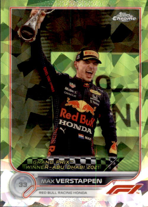 Max Verstappen, #172, Sapphire Chartreuse Refractor, 2022 Topps Chrome Formula 1 Racing