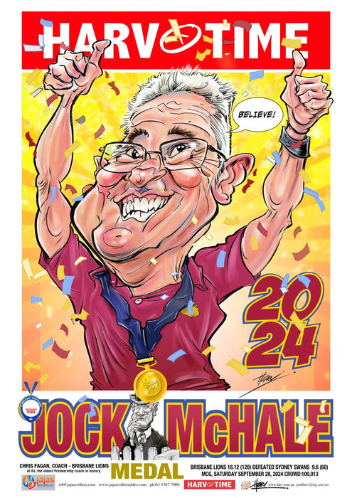 Chris Fagan, 2024 Jock McHale Medal Poster, Harv Time