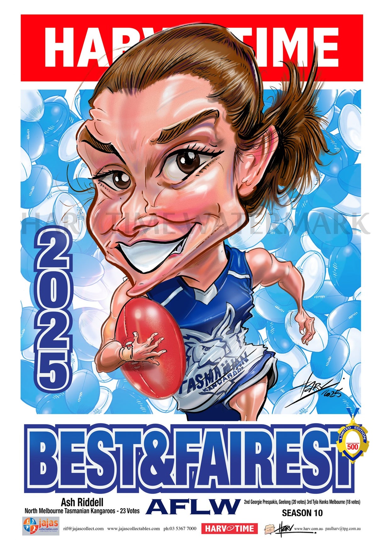 Ash Riddell, 2025 AFLW Best & Fairest, Harv Time Poster