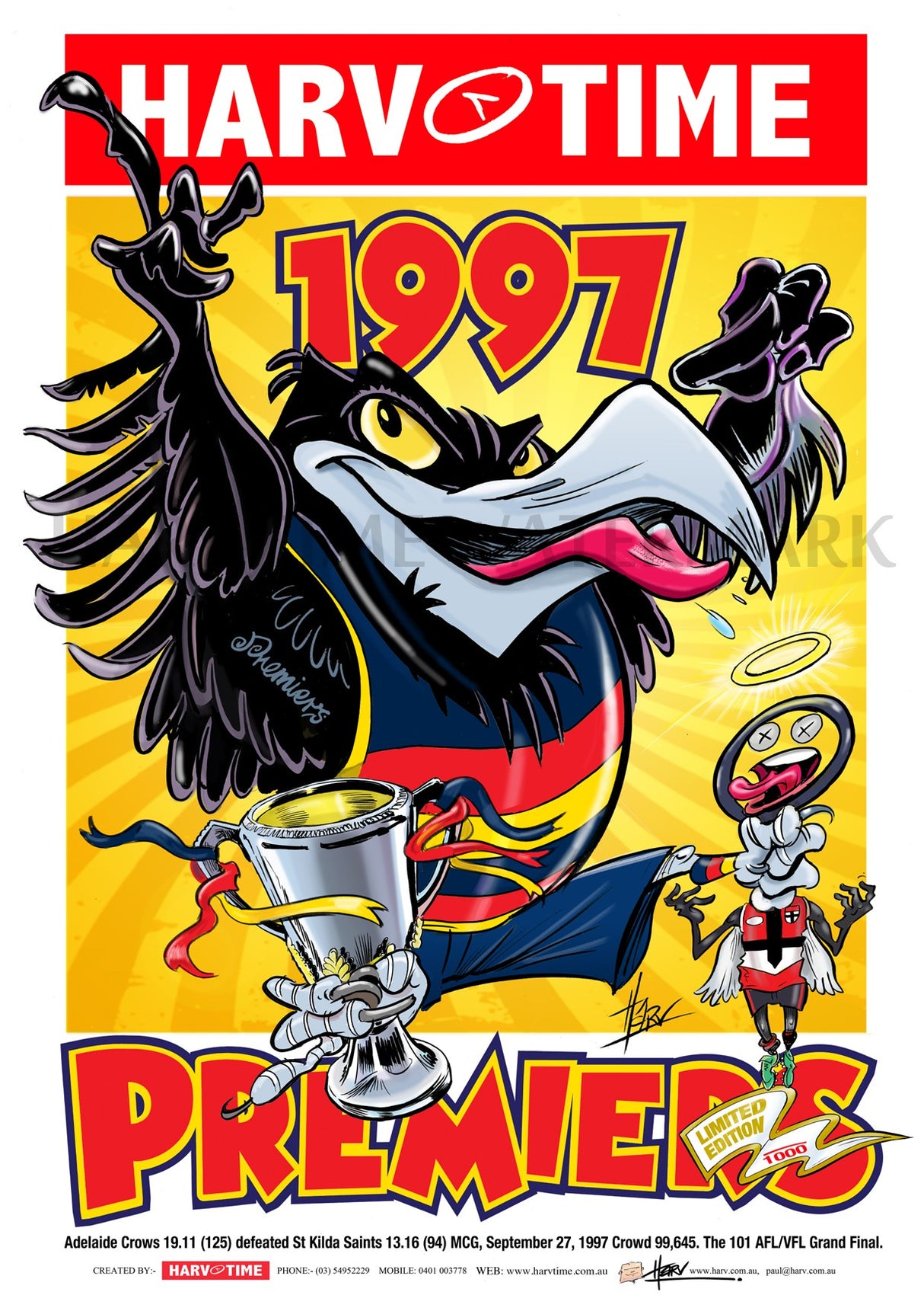 Adelaide Crows, 1997 Premiership Poster, Harv Time