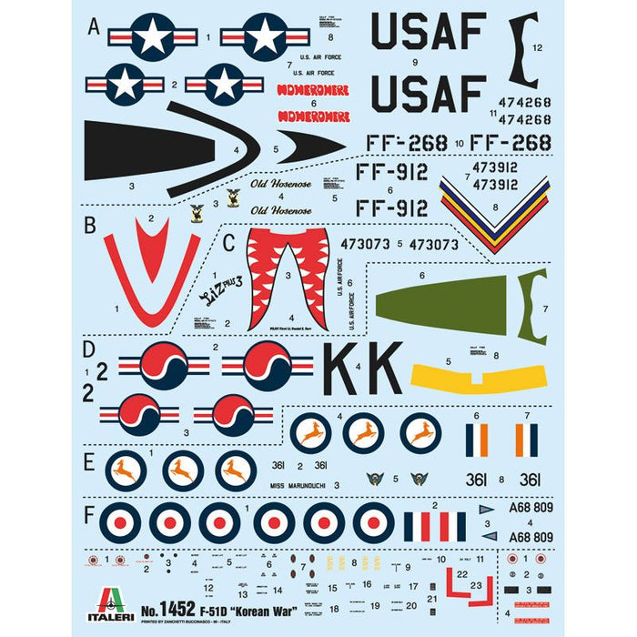 ITALERI F-51D KOREAN WAR 1:72 Scale Model Kit AUST.DECALS