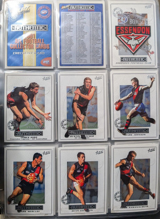 2001 Select AFL Authentic Official Collector Album & 220 Card Set