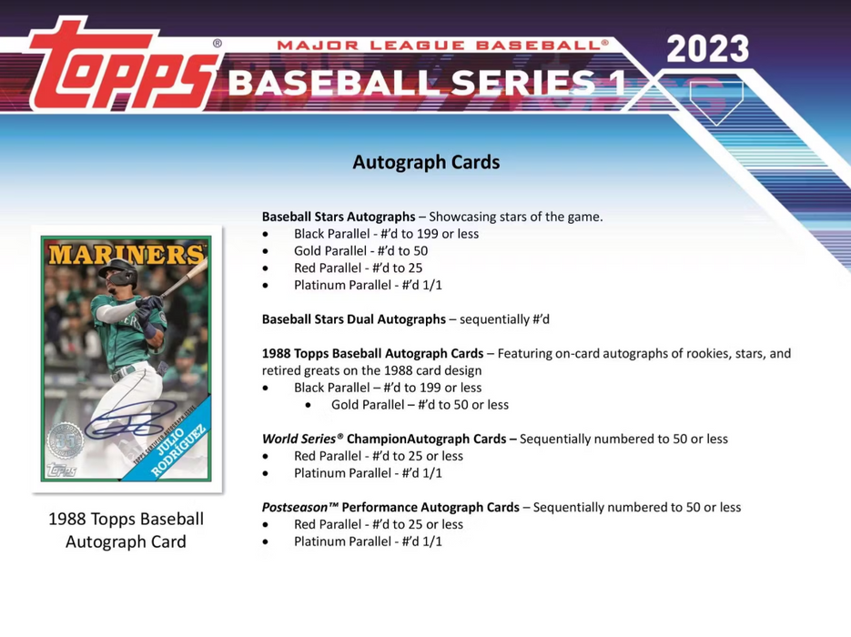 2023 Topps Series 1 MLB Baseball 7-Pack Blaster Box- with Commemorative Relic Card