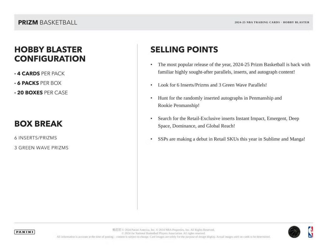 2024-25 Panini Prizm Basketball 6-Pack Hobby Blaster Box