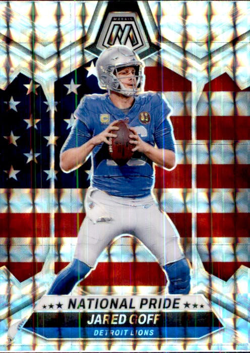 Jared Goff, National Pride, Silver Mosaic Prizm, 2024 Panini Mosaic Football NFL