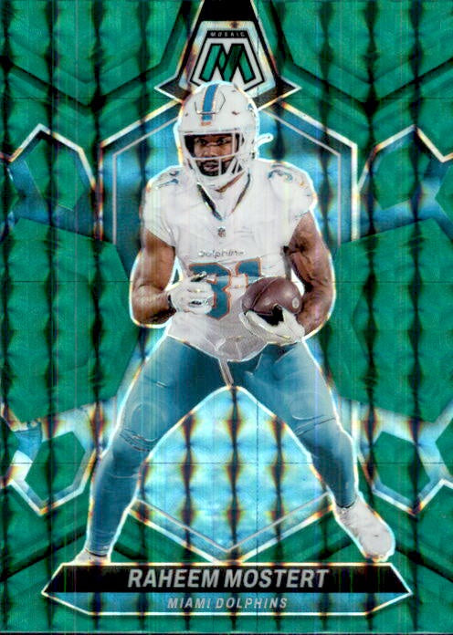 Raheem Mostert, Green Prizm, 2024 Panini Mosaic Football NFL