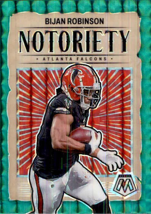 Bijan Robinson, Notoriety, Green Prizm, 2024 Panini Mosaic Football NFL