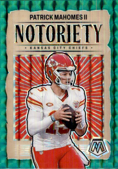 Patrick Mahomes II, Notoriety, Green Prizm, 2024 Panini Mosaic Football NFL