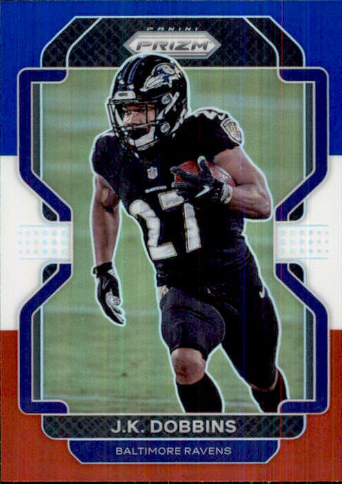 JK Dobbins, Red White Blue Prizm, 2021 Panini Prizm Football NFL