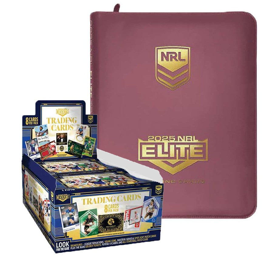 COMBO: 2025 TLA NRL Elite Rugby League Sealed Trading Cards Box & Folder