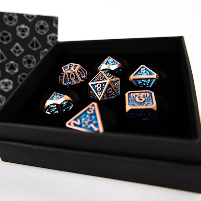 LPG Dice RPG Set Draco Dark Blue/Brass