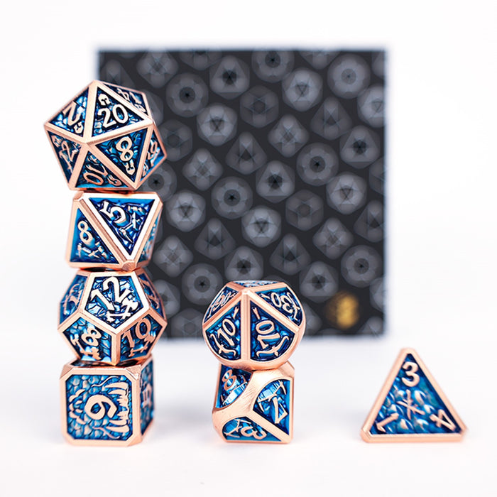 LPG Dice RPG Set Draco Dark Blue/Brass