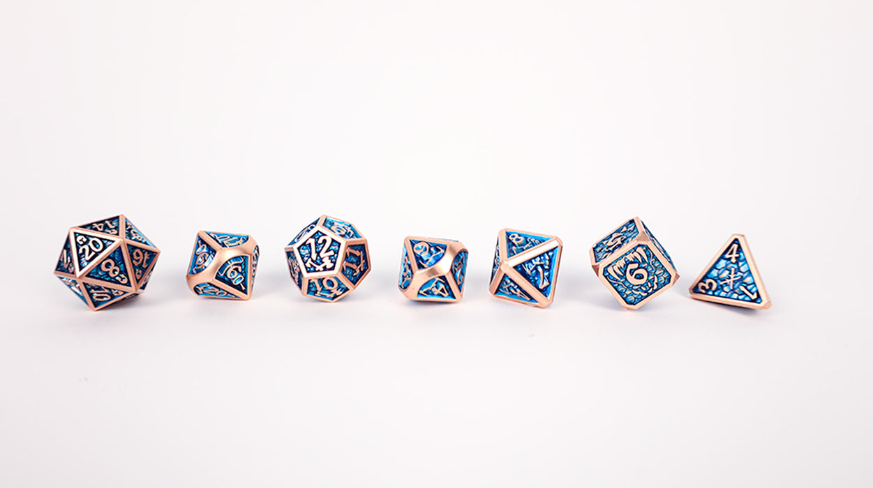 LPG Dice RPG Set Draco Dark Blue/Brass