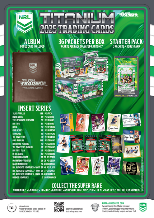 COMBO: 2025 TLA Traders Titanium NRL Rugby League Box & Album - PREORDER