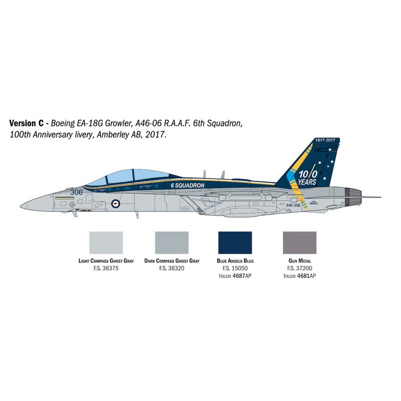 ITALERI E/A-18G GROWLER 1:48 Scale Model Kit AUST.DECALS