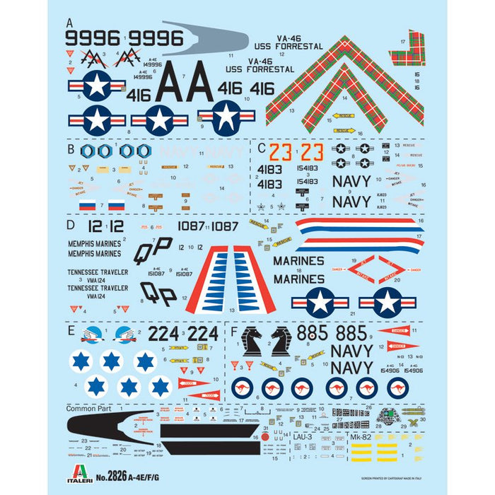 ITALERI A-4 E/F/G SKYHAWK 1:48 Scale Model Kit AUST.DECALS