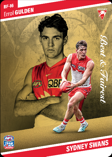 Errol Gulden, BF-16, GOLD Best & Fairest, 2024 Teamcoach AFL