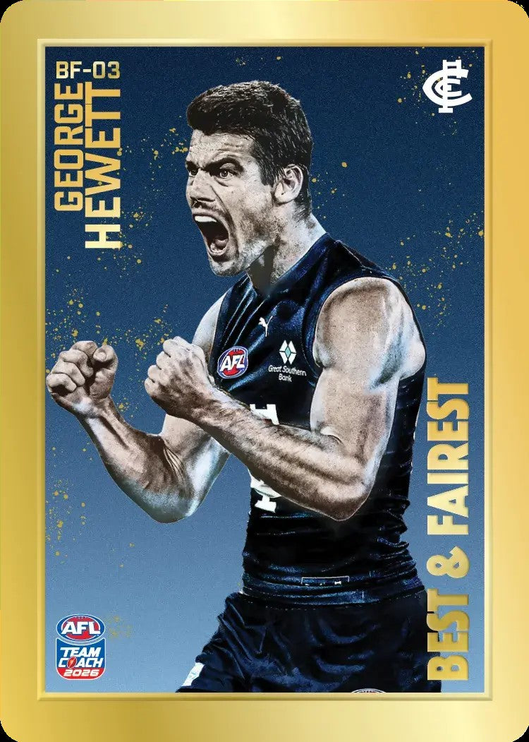 2026 Teamcoach AFL GOLD Best & Fairest Cards - Cards BF-01 to BF-18 - Pick Your Card
