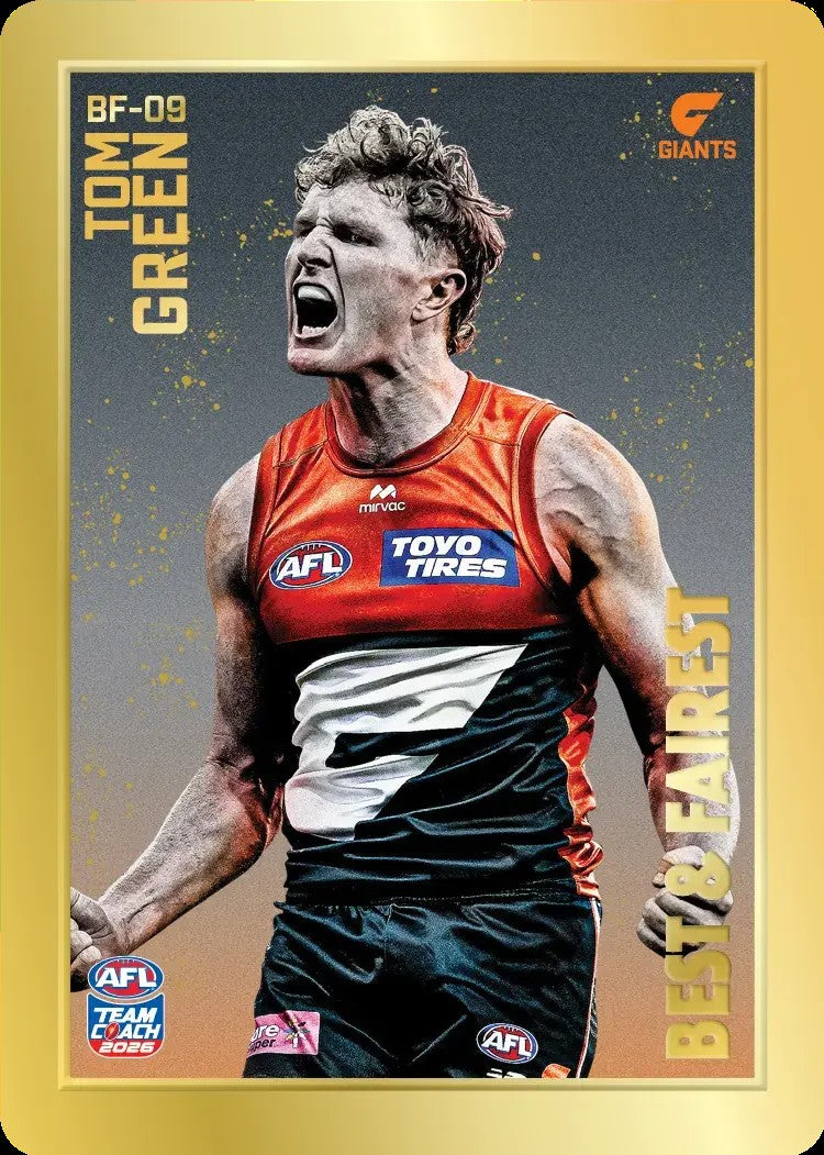 2026 Teamcoach AFL GOLD Best & Fairest Cards - Cards BF-01 to BF-18 - Pick Your Card