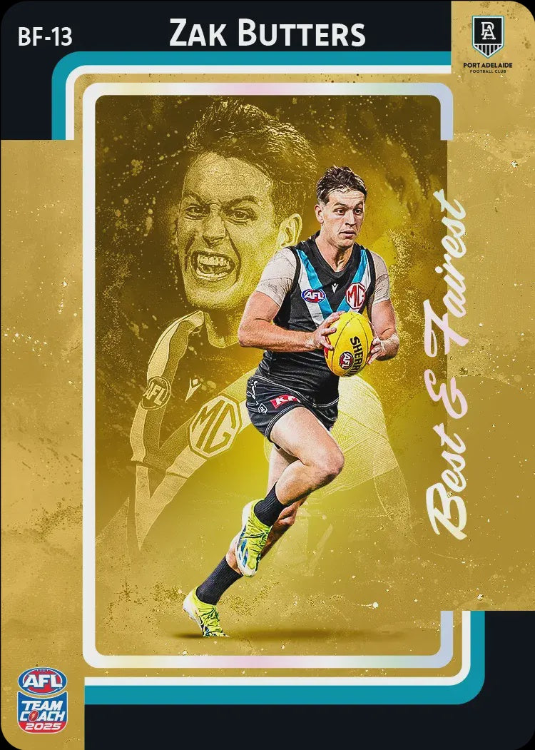 Zak Butters, BF-13, GOLD Best & Fairest, 2025 Teamcoach AFL