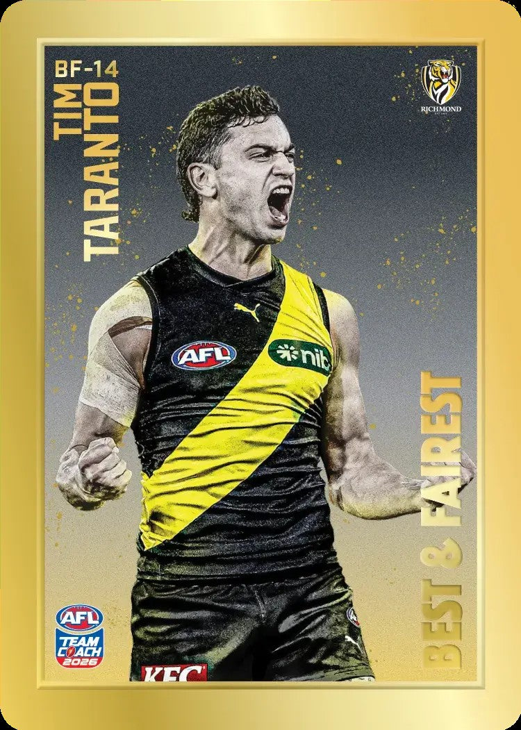 2026 Teamcoach AFL GOLD Best & Fairest Cards - Cards BF-01 to BF-18 - Pick Your Card