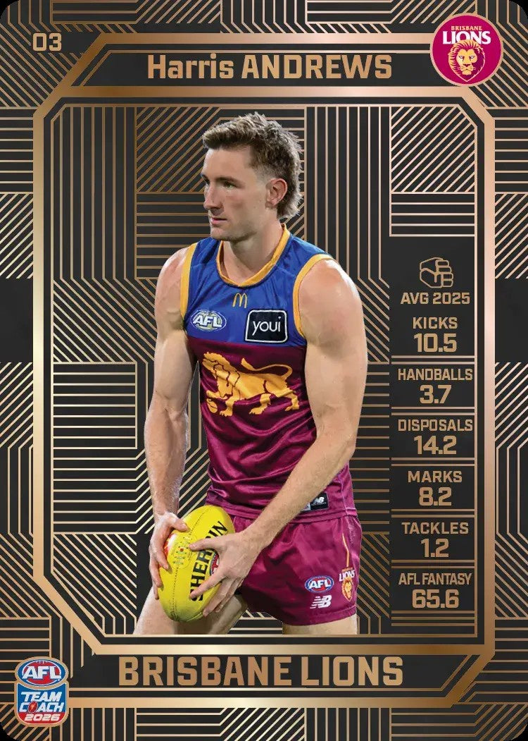 Harris Andrews, #03, Bronze, 2026 Teamcoach AFL