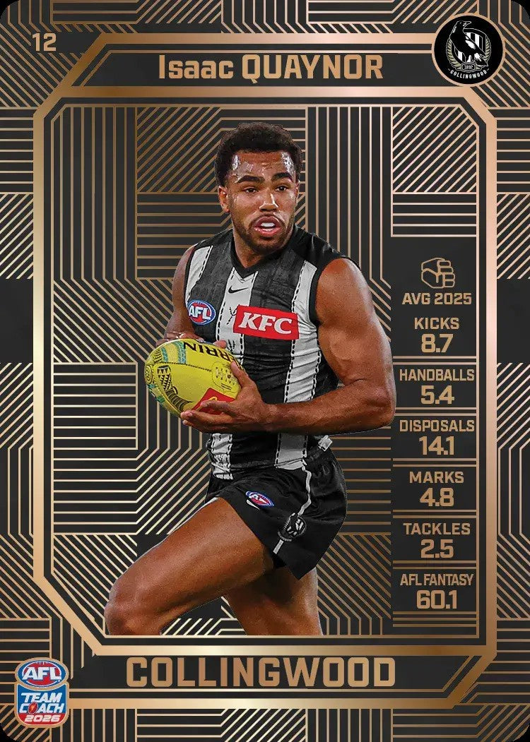 Isaac Quaynor, #12, Bronze, 2026 Teamcoach AFL