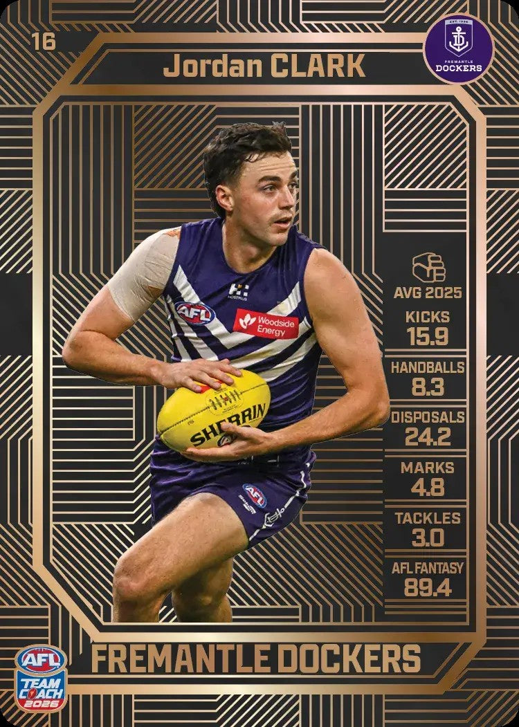 Jordan Clark, #16, Bronze, 2026 Teamcoach AFL