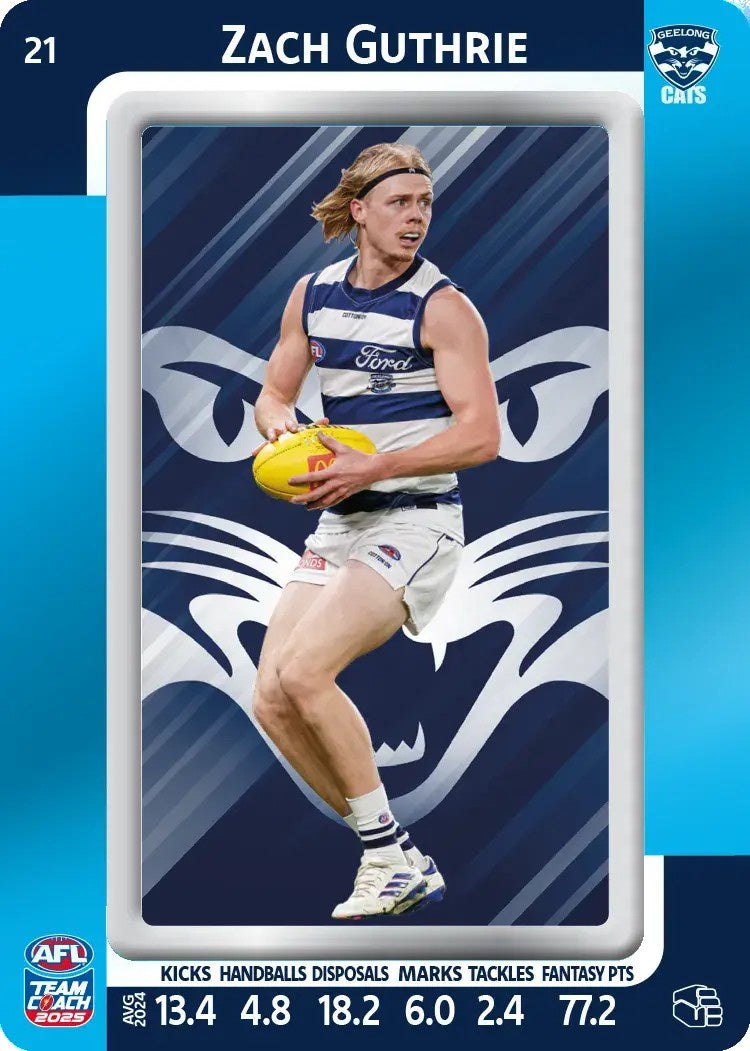 Zach Guthrie, #21, Blue Parallel, 2025 Teamcoach AFL