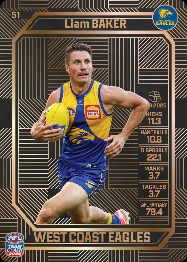 Liam Baker, #51, Bronze, 2026 Teamcoach AFL
