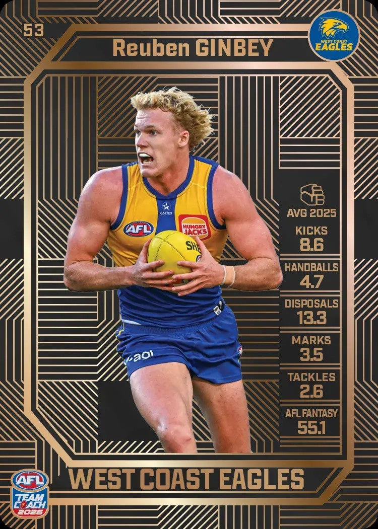 Reuben Ginbey, #53, Bronze, 2026 Teamcoach AFL