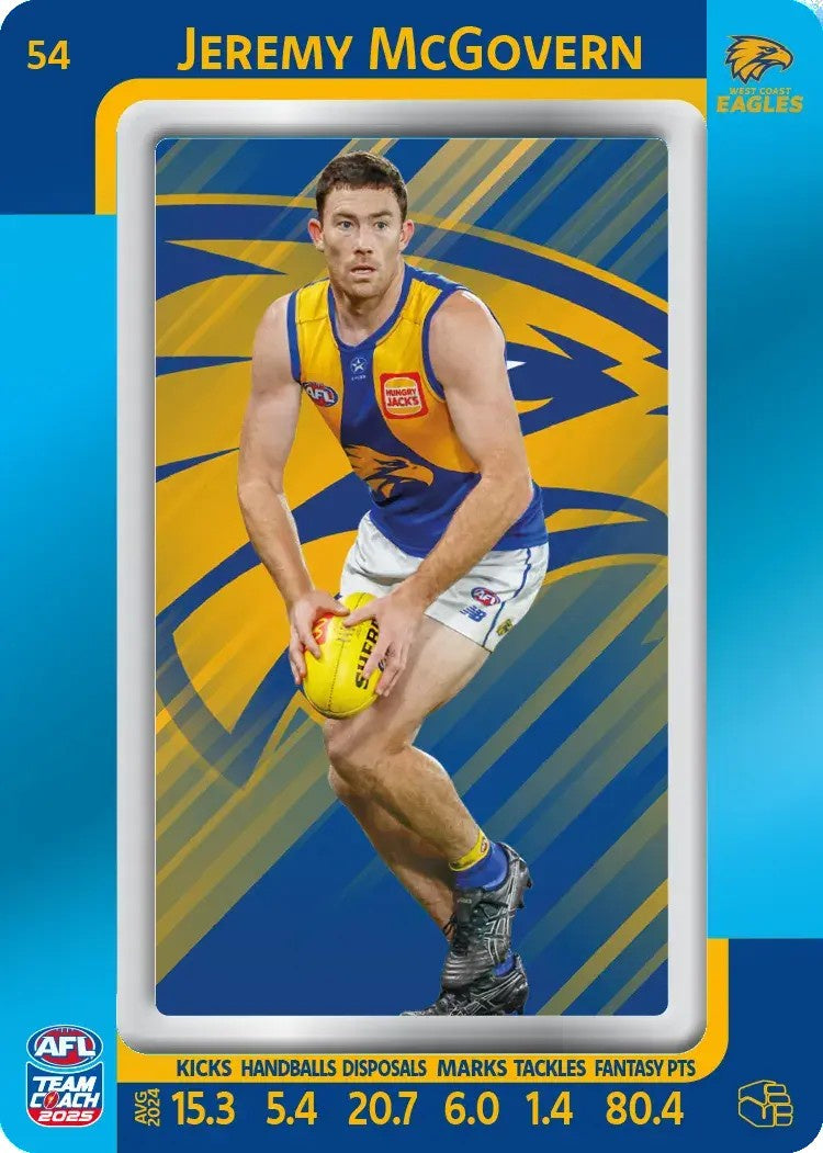 Jeremy McGovern, #54, Blue Parallel, 2025 Teamcoach AFL